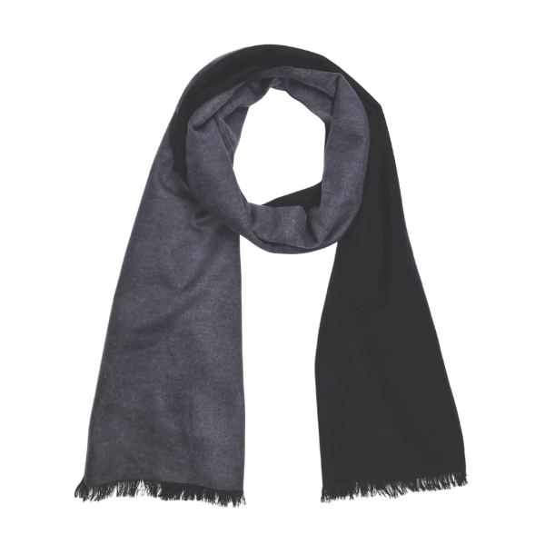 Scarf Shawl Silk Flannel Jacquard Melange Black Anthracite